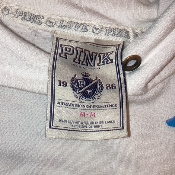 Victoria’s Secret PINK Hoodie Size Medium White & blue - Picture 3 of 9